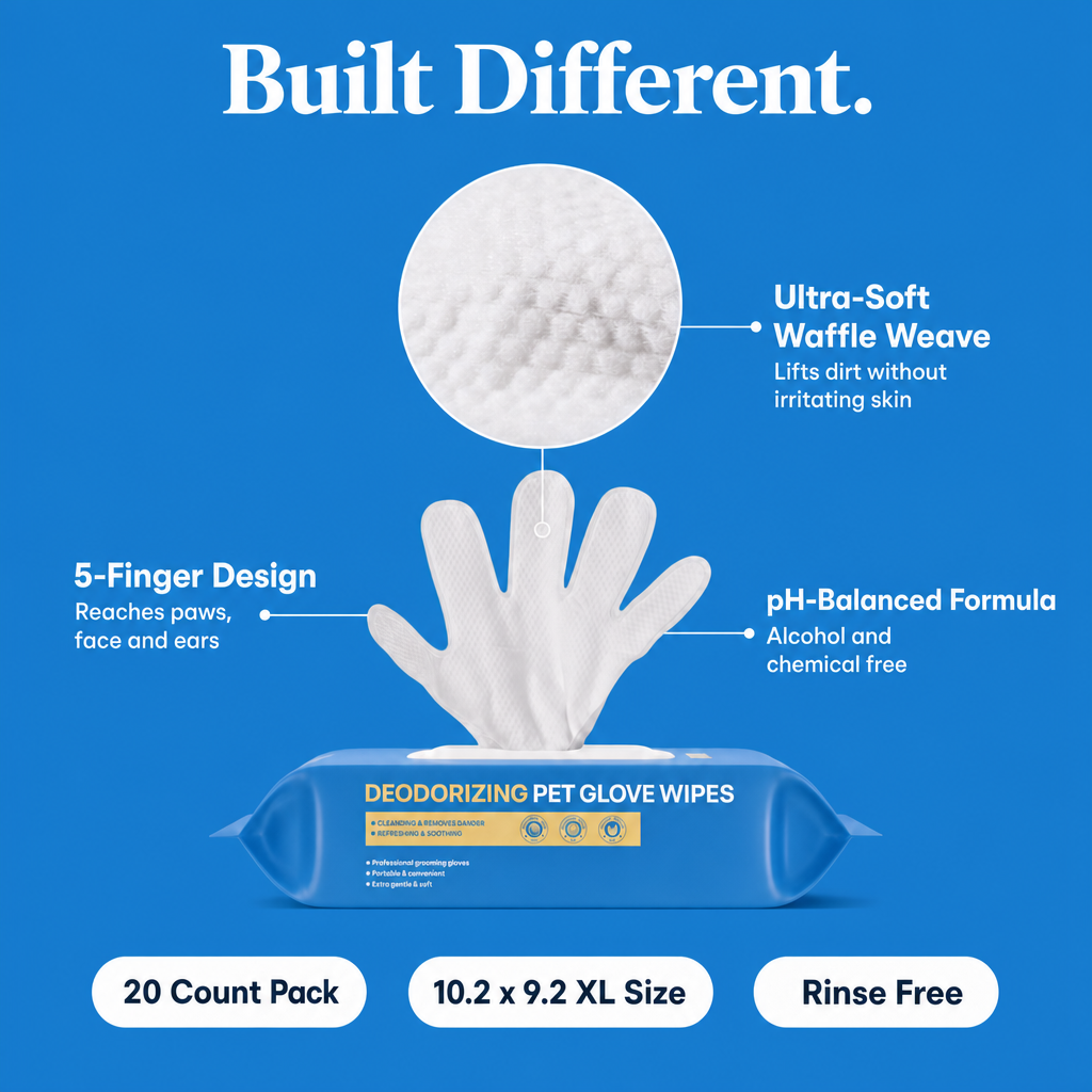 Pet No-Wash Gloves Deodorizing Disposable Pet Wipes